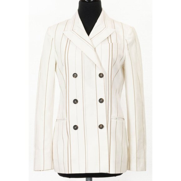 $4990 BRUNELLO CUCINELLI PANAMA STRIPED COTTON BLAZER SIZE 40 - Picture 1 of 8